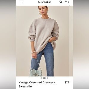 BNWT Reformation vintage oversized crewneck sweatshirt - color-cream